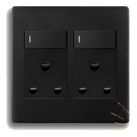Synerji Deco Sysso4X4Dbldmb 4X4 Double Socket, Matt Black