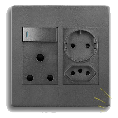 Synerji Deco Sysso4X4Schdmg 4X4 Sa+Slimline+Schuko Socket, Matt Grey