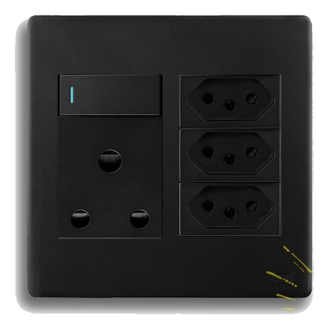 Synerji Deco Sysso4X4Seu3Dmb 4X4 Sa+Slimline Socket, Matt Black