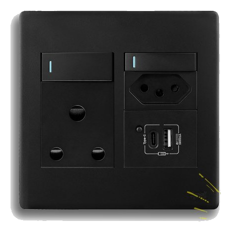 Synerji Deco Sysso4X4Usbdmb 4X4 Sa+Slimline+Usb Socket, Matt Black