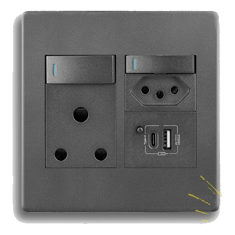 Synerji Deco Sysso4X4Usbdmg 4X4 Sa+Slimline+Usb Socket, Matt Grey