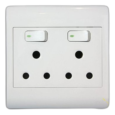 Synerji Sysso4X4Dbl Double Socket, White