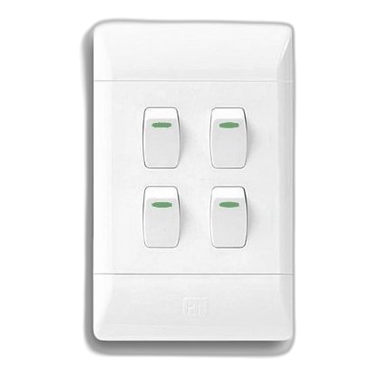 Cbi L125-P 2X4 4 Lever 1 Way Switch, White