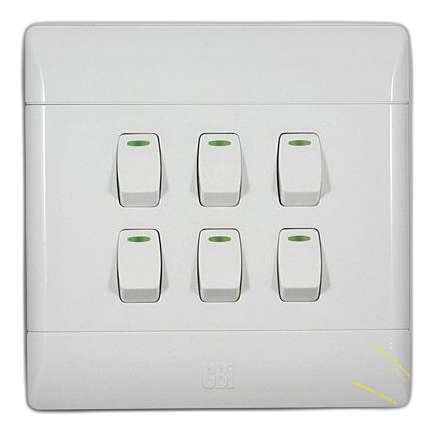 Cbi L127-P 6 4X4 6 Lever 1 Way Switch, White