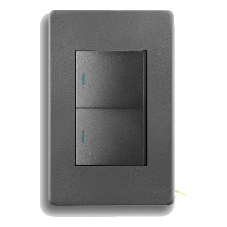Synerji Deco Syssw4X22L1Wdmg 2X4 2 Lever 1 Way Switch, Matt Grey