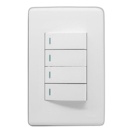Synerji Deco Syssw4X24L1Wdw 2X4 4 Lever 1 Way Switch, White