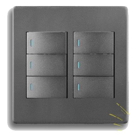 Synerji Deco Syssw4X46L1Wdmg 2X4 6 Lever 1 Way Switch, Matt Grey