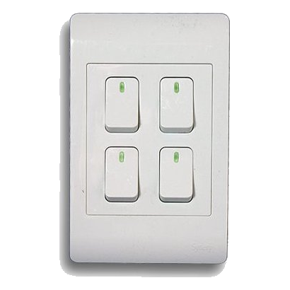 Synerji Syssw4X24L1W 2X4 4 Lever 1 Way Switch, White