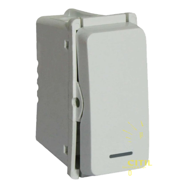 VETi – White Bell Press Switch 1 Module Wide (VG101WT)