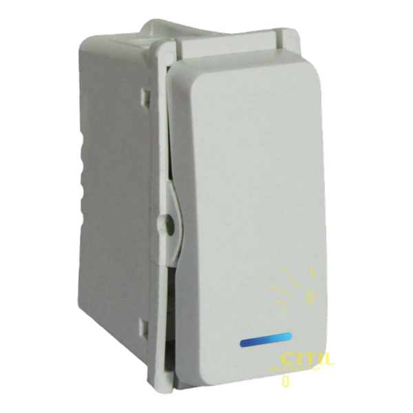 VETi – White Bell Press Switch 1 Module with Locator (VL101WT)