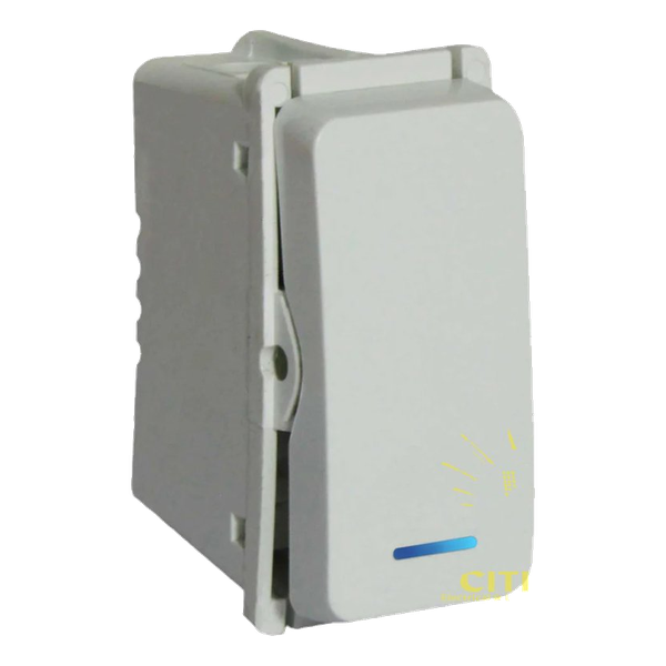 VETi – White One-Way Switch 1 Module Wide with Locator (VL111WT)