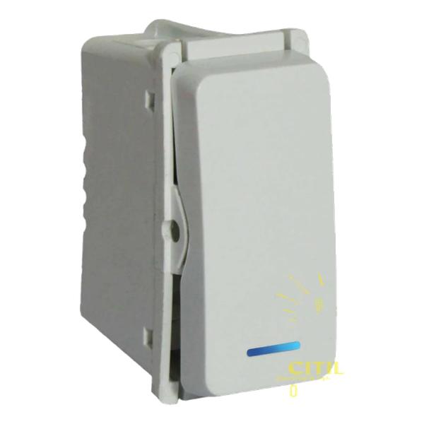 VETi – White Two-Way Switch 1 Module Wide with Locator (VL121WT)