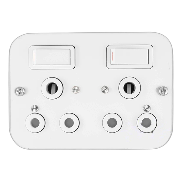 Classic Industrial Double STD 164-1 Switched Socket on Surface Box
