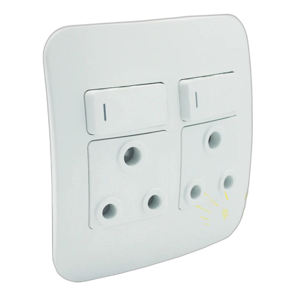 Double Switched Wall Socket – White