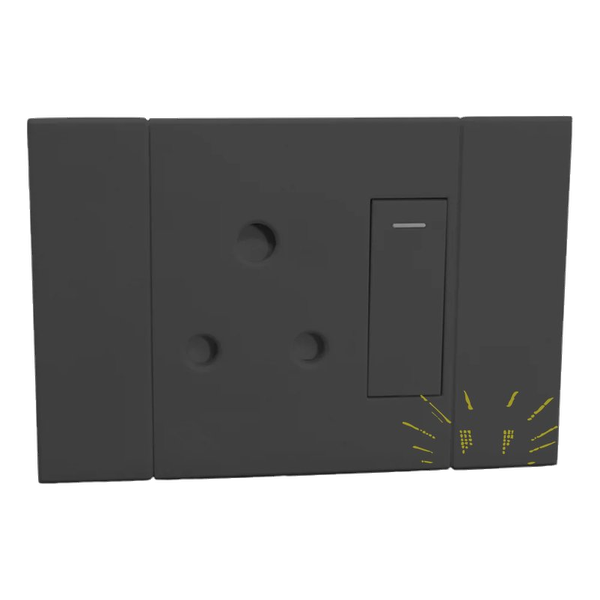 VETi – Charcoal Horizontal Single RSA Socket (2VC121H)