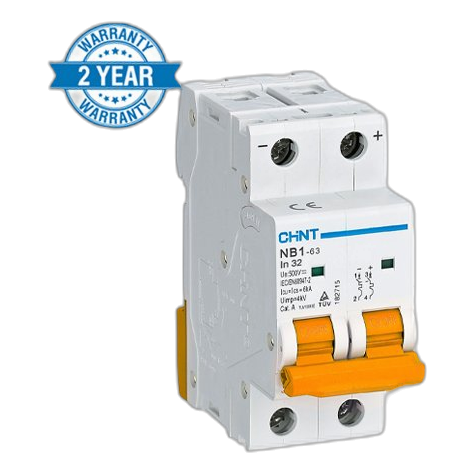 Chint Nxb 2 Pole 6Ka 1Amp D Curve Circuit Breaker