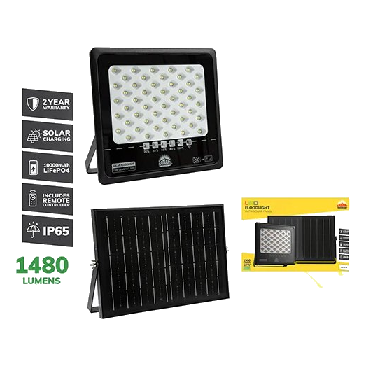 Radiant Solar Floodlight & Remote LED 1500lm 6500K