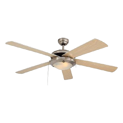 Eurolux F4Nw Comet Satin Chrome & Wood Ceiling Fan