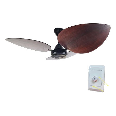 Solent High Breeze 100 Black & Palm Leaf Mahogany Wood Ceiling Fan + Controller