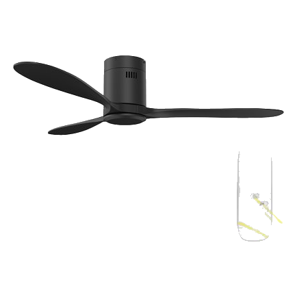 Solent Hugger Black Wood Ceiling Fan + Remote
