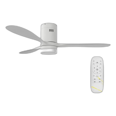 Solent Hugger White Wood Ceiling Fan + Led Light + Remote