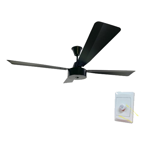 Solent Maxima Matt Black Aluminium Ceiling Fan + Controller