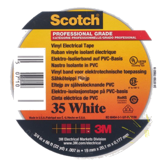 Scotch Vinyl Electrical Tape 35-3M WHITE