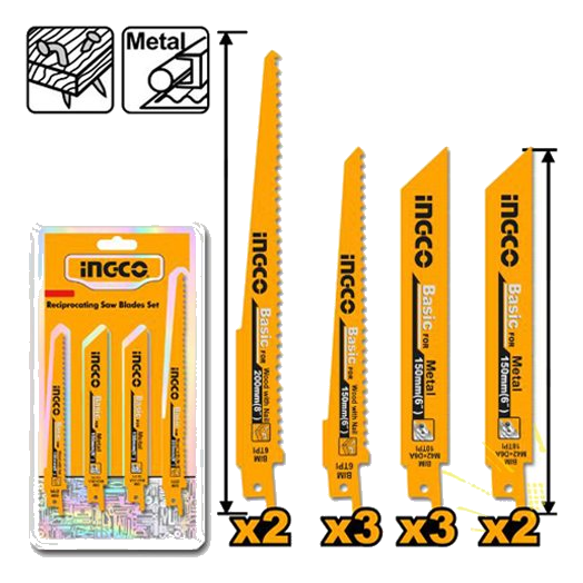 Ingco 10 Piece Reciprocating Saw Blades