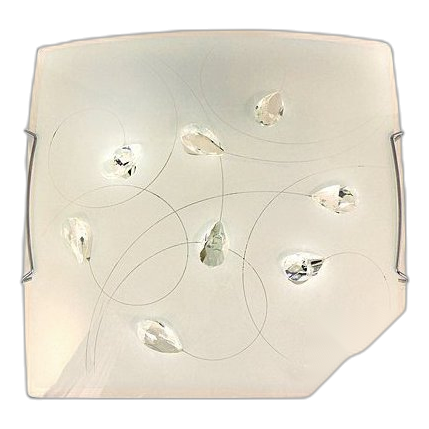 Bright Star Cf362 Frosted Glass & Crystal Ceiling Light