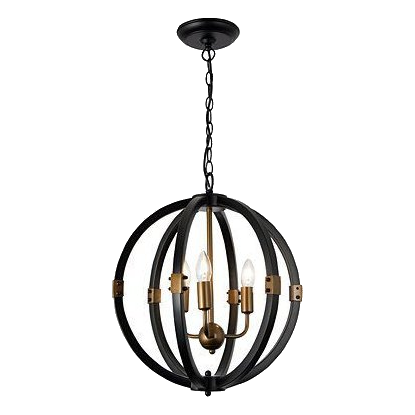 Bright Star Ch081/3 Black & Gold Chandelier