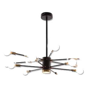Bright Star Ch254/12 Black & Gold Chandelier