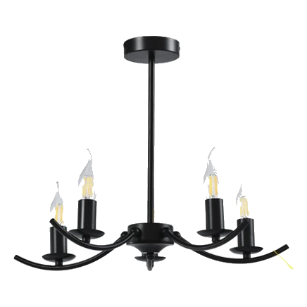 Bright Star Ch395/5 Black Metal Chandelier
