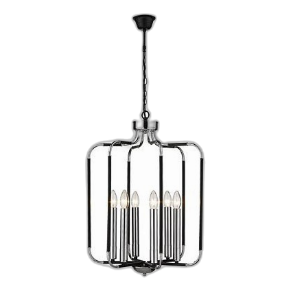 Bright Star Ch515/6 Polished Chrome & Black Chandelier