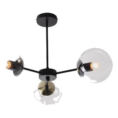 Bright Star Ch537/3 Black & Antique Brass Chandelier