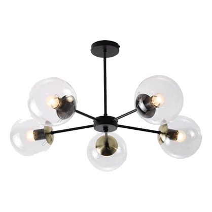 Bright Star Ch537/5 Black & Antique Brass Chandelier