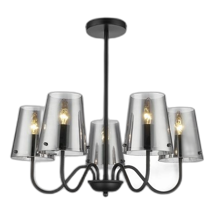 Bright Star Ch899/5 Matt Black Metal Chandelier
