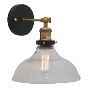 Eurolux W457 Farmhouse Antique Brass & Black Wall Light