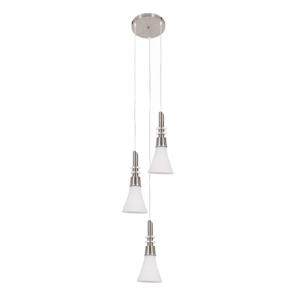 Bright Star Pen076/3 Satin Chrome & White Pendant