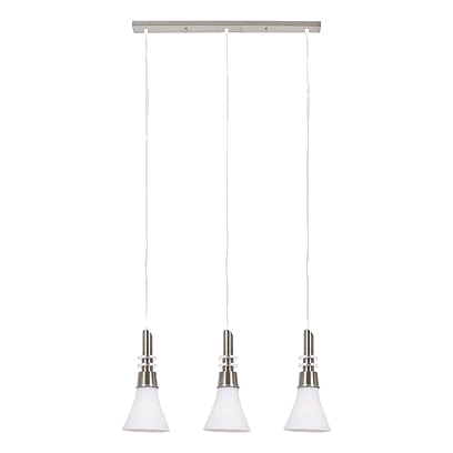 Bright Star Pen077/3 Satin Chrome & White Pendant