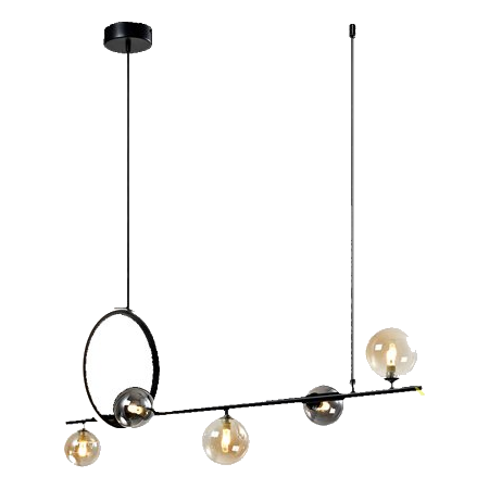 Huayi Kp11228-5+1 Matt Black & Smokey Grey Pendant