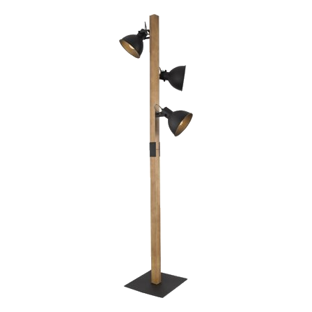 Bright Star Sl413 Black Metal & Wood Floor Lamp
