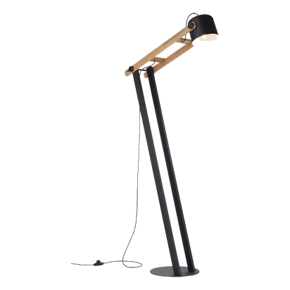 Bright Star Sl414 Black Metal & Wood Floor Lamp