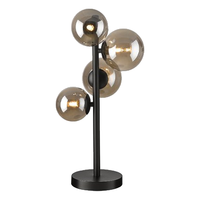 Bright Star Tl600 Matt Black & Smoked Glass Table Lamp