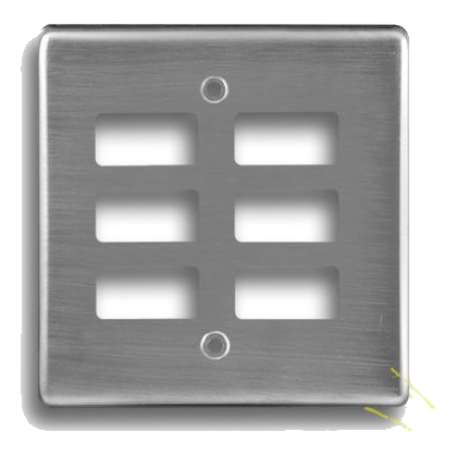 Crabtree Classic 6579/511 4X4 6 Lever Cover Plate, Satin Chrome