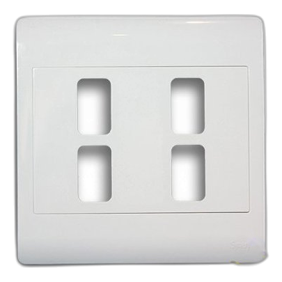 Synerji 4X4 4 Lever Cover Plate, White