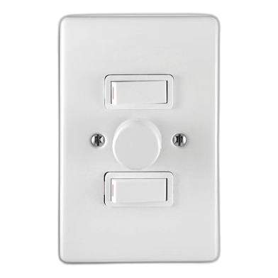 Crabtree Classic 1945/101P 2X4 Dimmer + 2X1 Way Switch, White