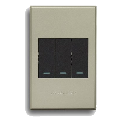 Major-Tech Veti 3 3V1000Gt 2X4 3 Lever Dimmer Switch, Titanium