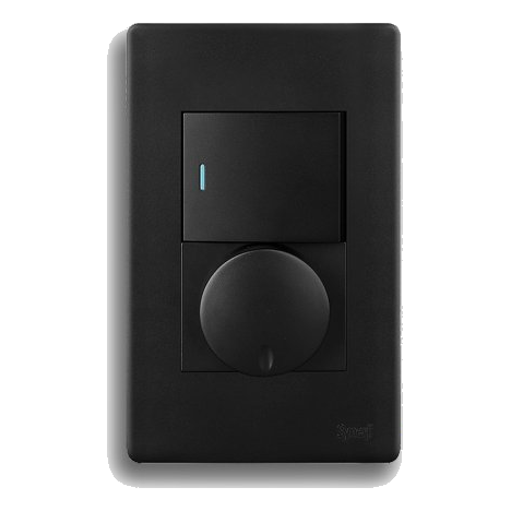 Synerji Deco 2X4 Rotary Dimmer + 1 Lever Switch, Matt Black