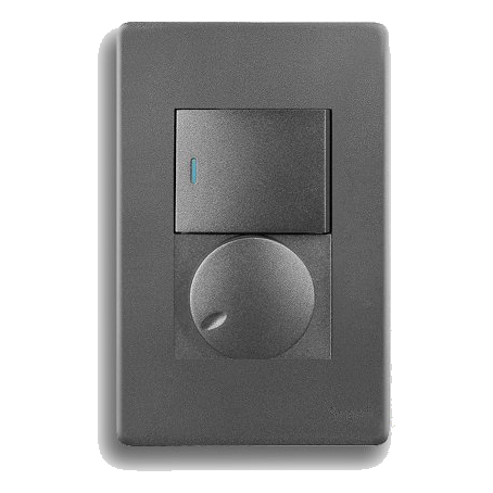 Synerji Deco 2X4 Rotary Dimmer + 1 Lever Switch, Matt Grey