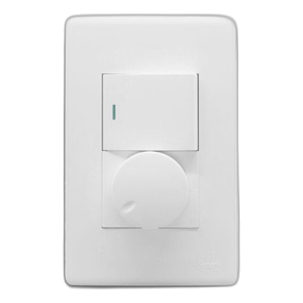 Synerji Deco 2X4 Rotary Dimmer + 1 Lever Switch, White